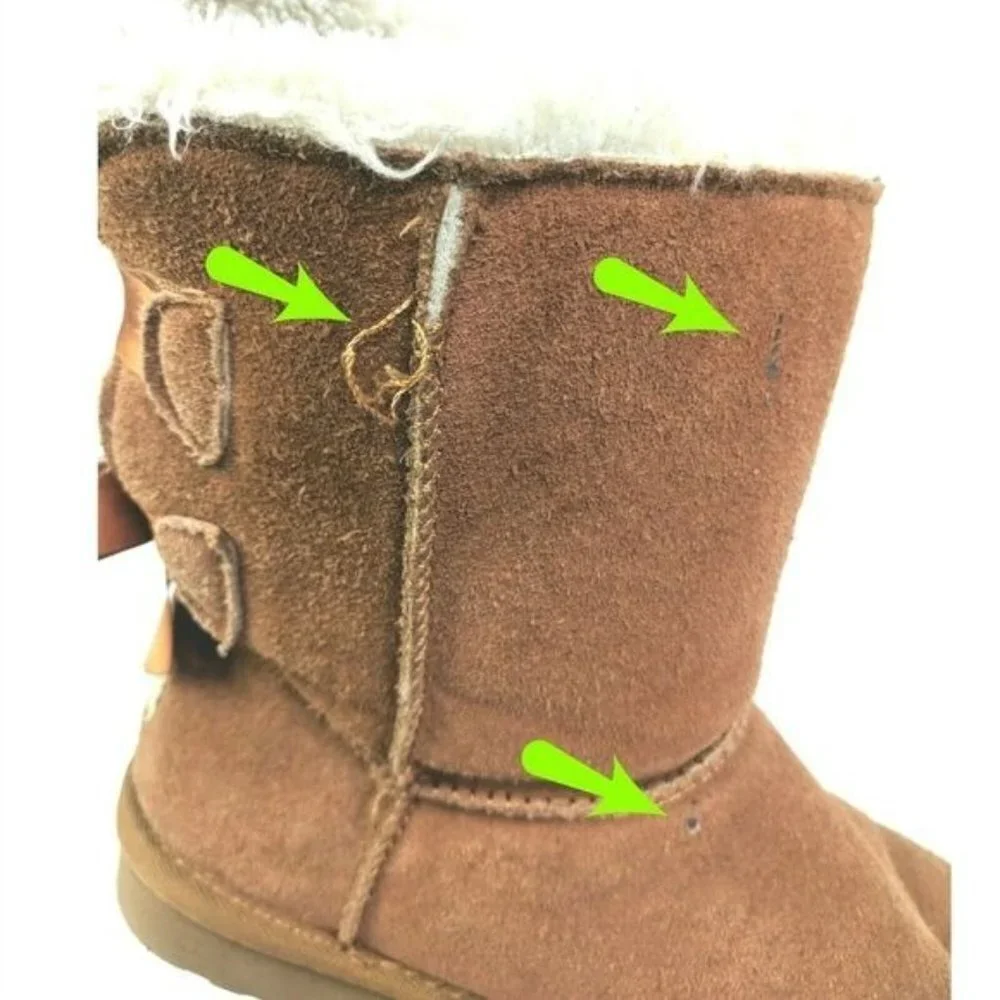 Ugg Bailey Boots Womens‎ 7 Brown Suede Leather Wool Lined Pull On